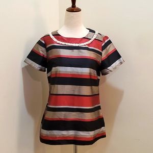 Devon Baer Striped Black and Red Women's Top Size S